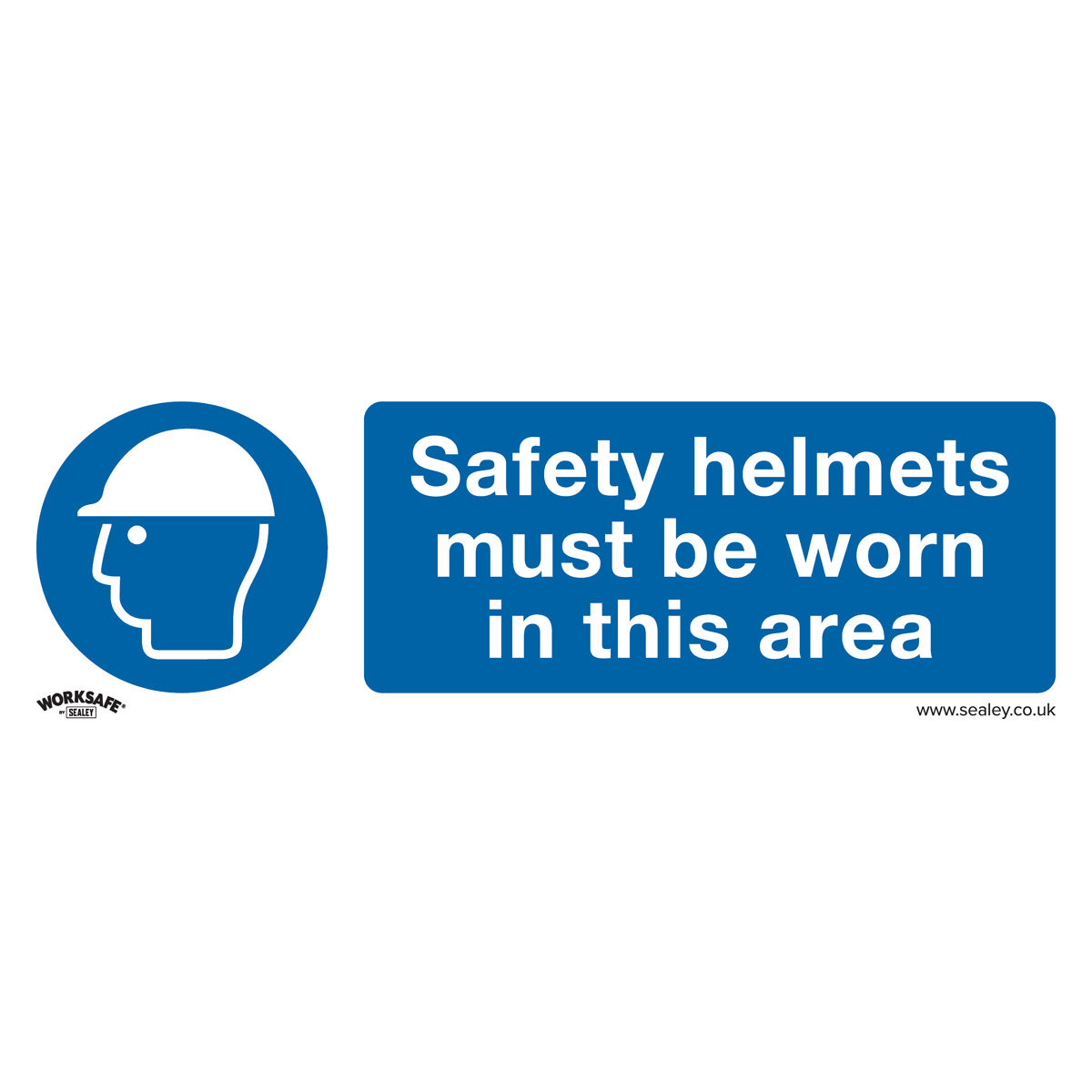 Mandatory Safety Sign - Safety Helmets Must Be Worn In This Area - Rigid Plastic - Pack of 10