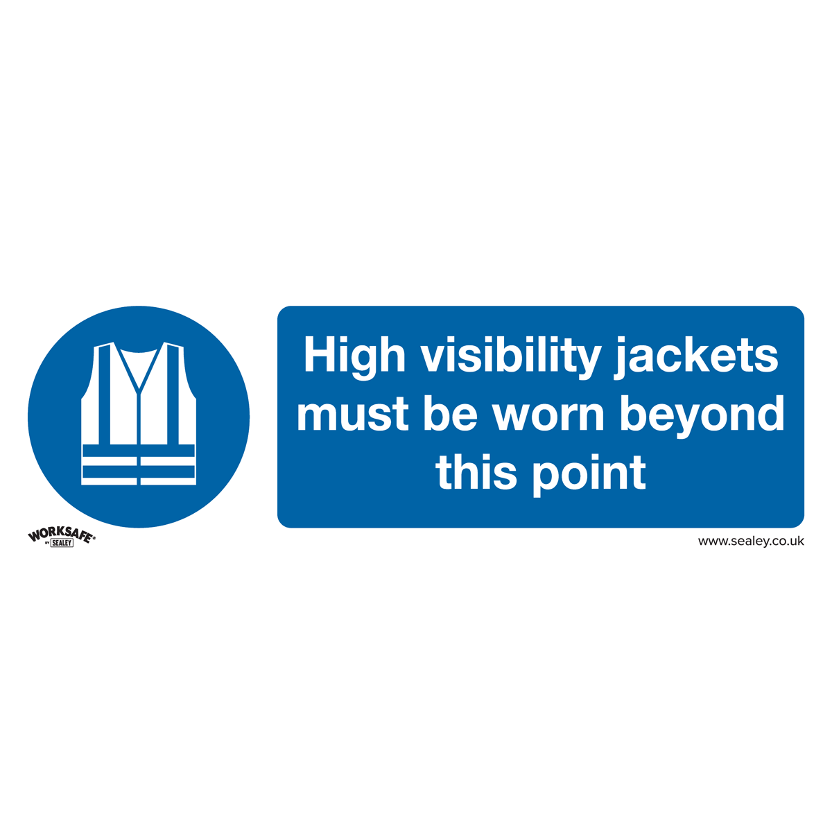 Mandatory Safety Sign - High Visibility Jackets Must Be Worn Beyond This Point - Self-Adhesive Vinyl - Pack of 10