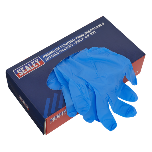 Premium Powder-Free Disposable Nitrile Gloves Large Pack of 100