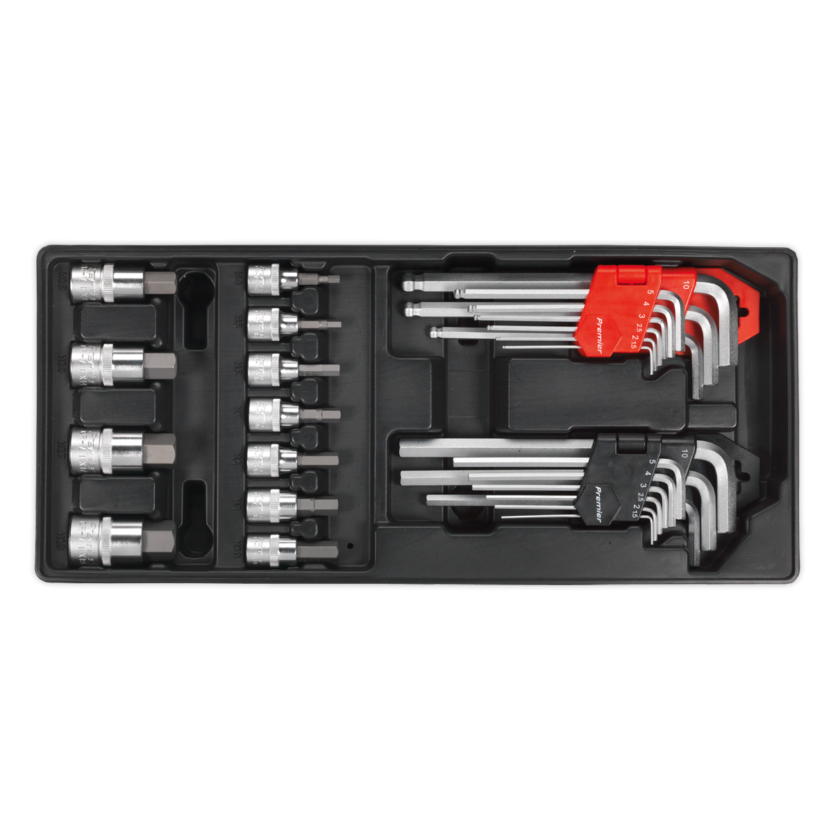 Tool Tray with Hex/Ball-End Hex Keys & Socket Bit Set 29pc