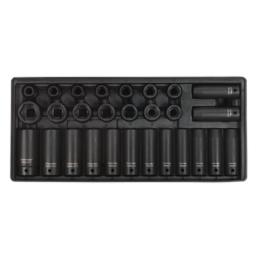 Tool Tray with Impact Socket Set 28pc 1/2"Sq Drive - Metric