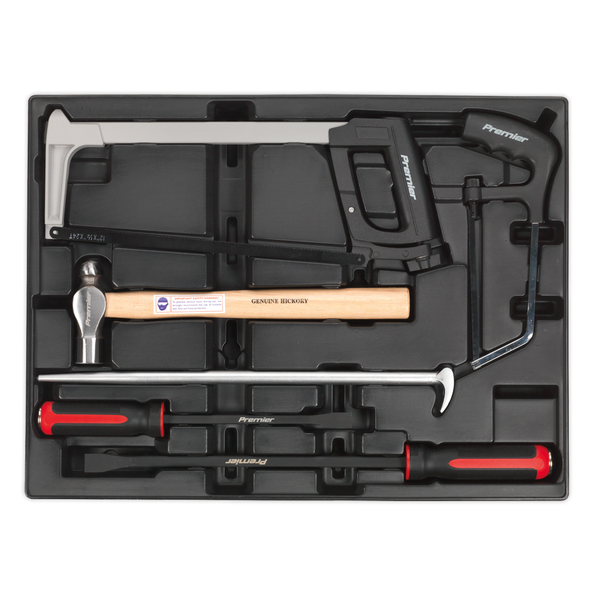 Tool Tray with Pry Bar, Hammer & Hacksaw Set 6pc