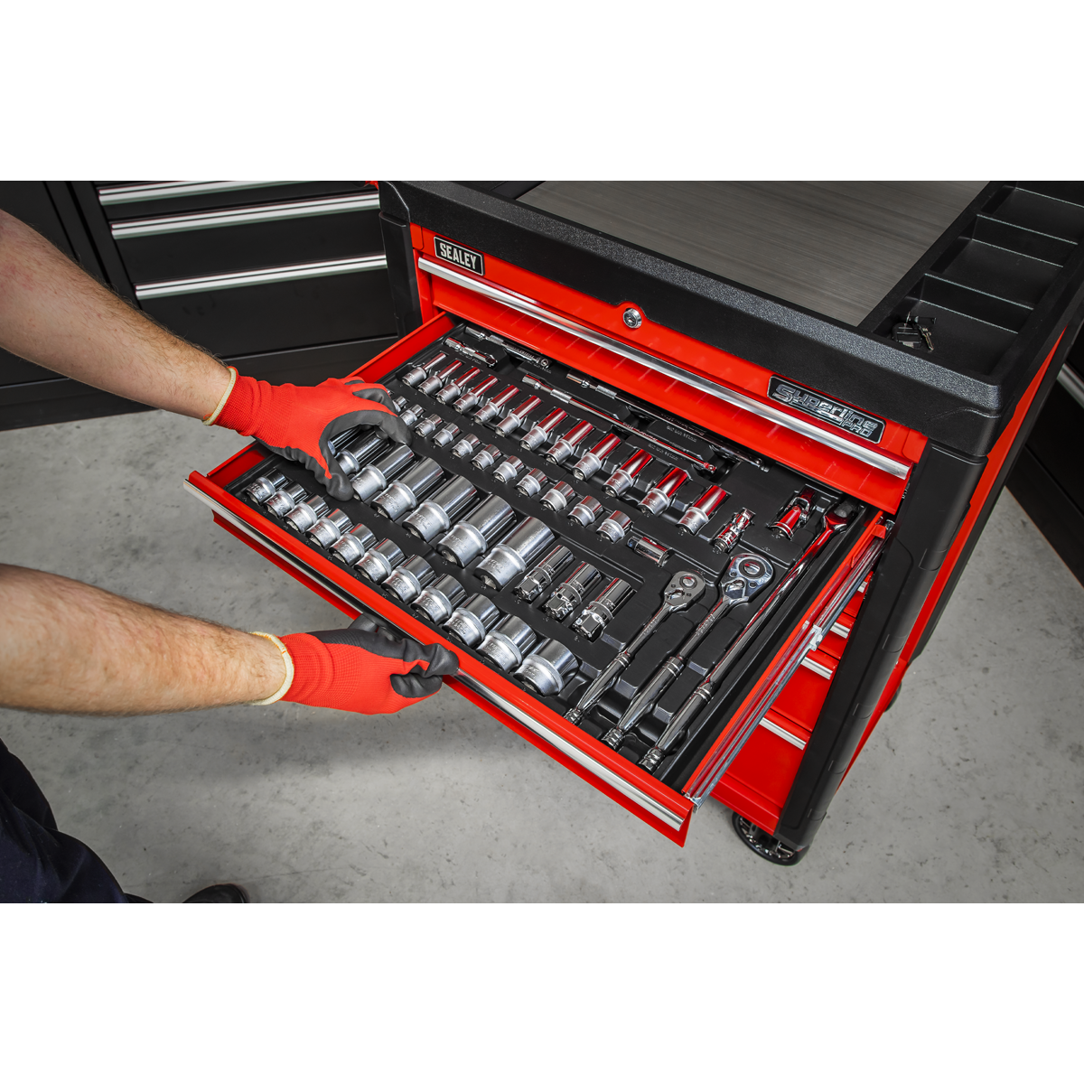 Tool Tray with Socket Set 55pc 3/8" & 1/2"Sq Drive