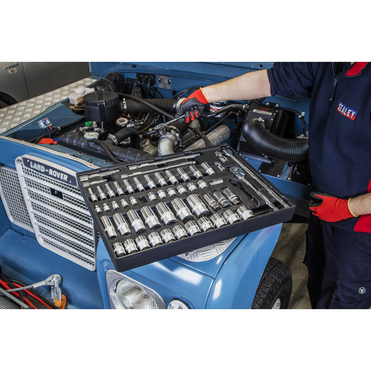 Tool Tray with Socket Set 55pc 3/8" & 1/2"Sq Drive