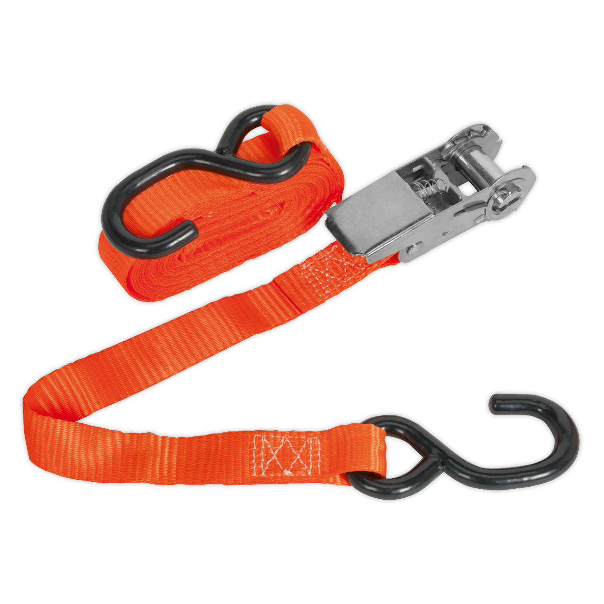 Ratchet Strap 25mm x 4.5m Polyester Webbing with S-Hook 800kg Breaking Strength