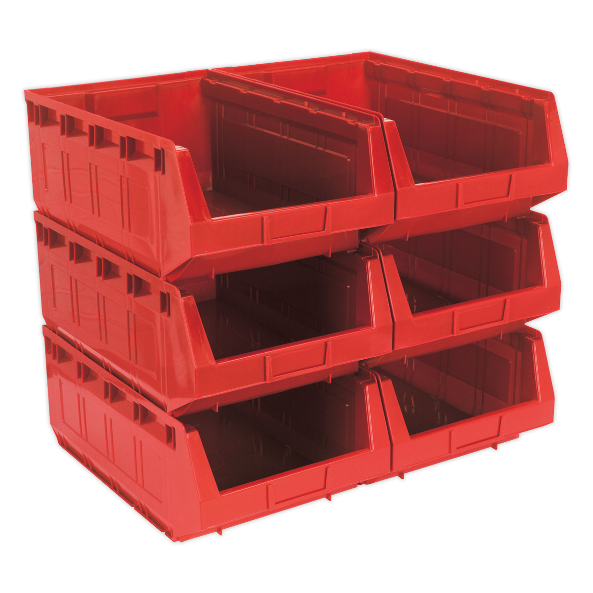 Plastic Storage Bin 310 x 500 x 190mm - Red Pack of 6