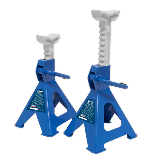Axle Stands (Pair) 2 Tonne Capacity per Stand Ratchet Type - Blue