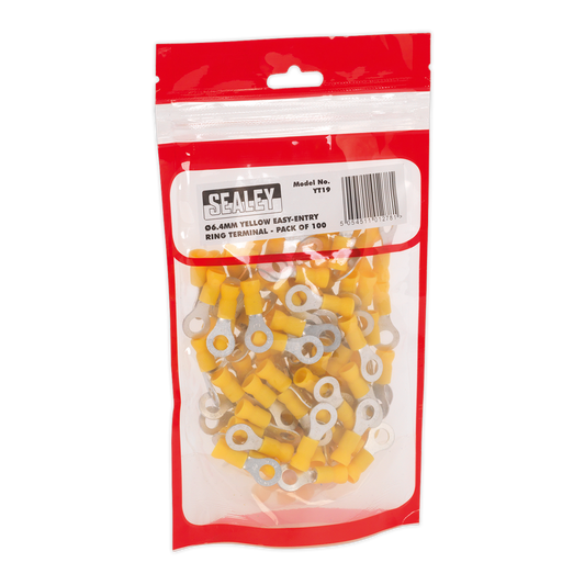 Easy-Entry Ring Terminal Ø6.4mm (1/4") Yellow Pack of 100